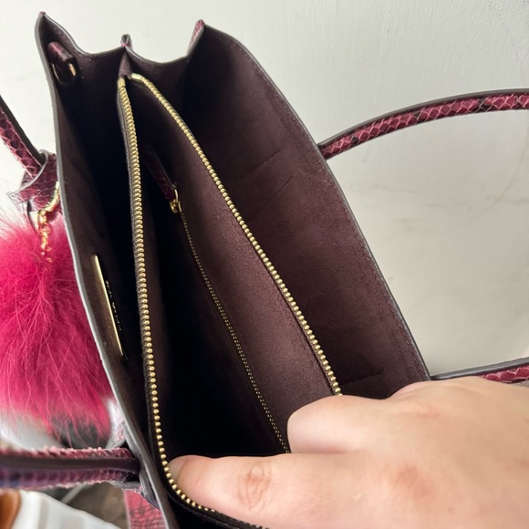 Michael Kors | Red Large Mercer Genuine Snakeskin Tote Bag - Picture 10 of 15